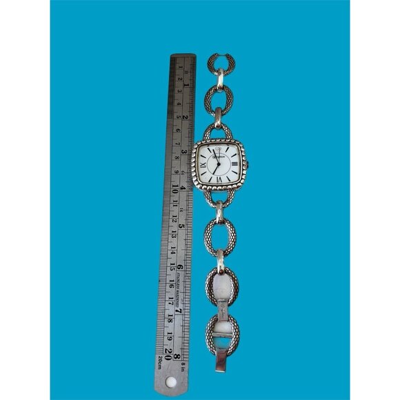 Brighton "Milla" Silver Tone Watch with Etched Links - Square Face -retail- $120 - Picture 3 of 5